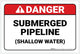 Danger Submerged Pipeline Label