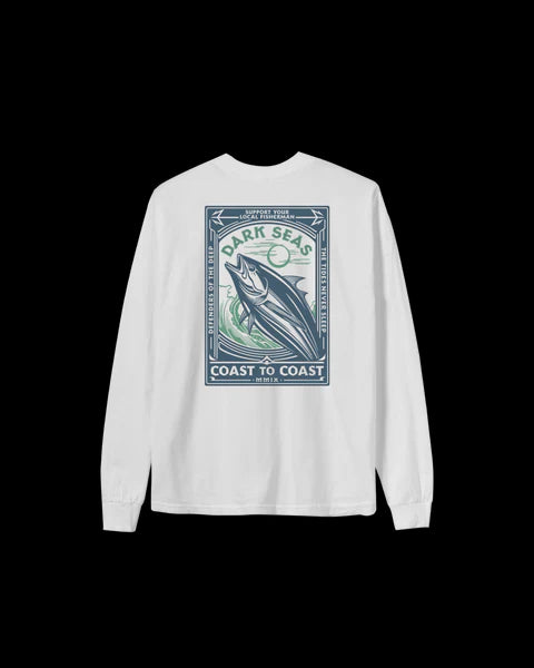 Dark Seas Never Sleep Long Sleeve T-Shirt White / 2X-Large