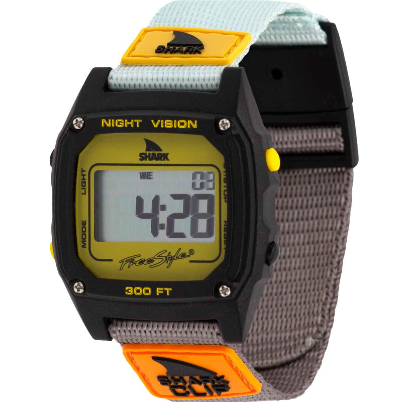 Freestyle Shark Classic Clip, Turquoise / Black / Mustard, Style: 10026749, 20MM Nylon Band w/ Clip, Case Width: 38MM, 100M Water Resistant