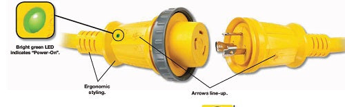 Hubbell HBL61CM03LED 30 Amp 25ft Cordset With LED