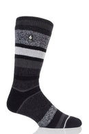 Heat Holders Lite Starling Block Stripe Crew Sock Black Charcoal / US 7-12