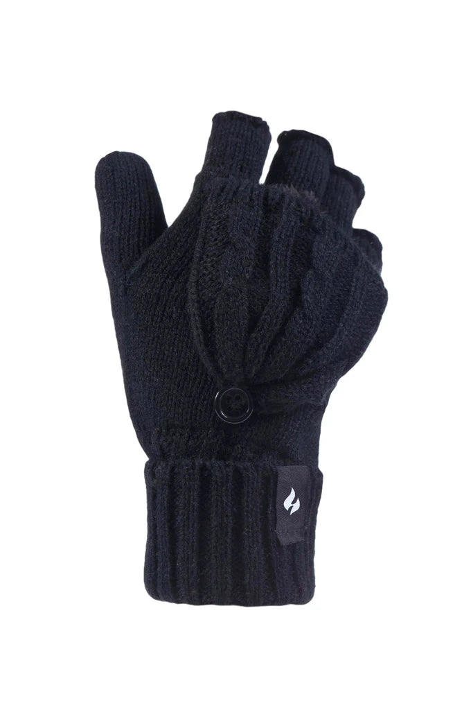 Heat Holders Melinda Cable Converter Gloves Black / One Size