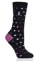 Heat Holders Ultra Lite Orchid Hearts Crew Sock Black Pink / US 5-9