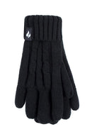 Heat Holders Womens Amelia Cable Knit Gloves Black / Small / Medium