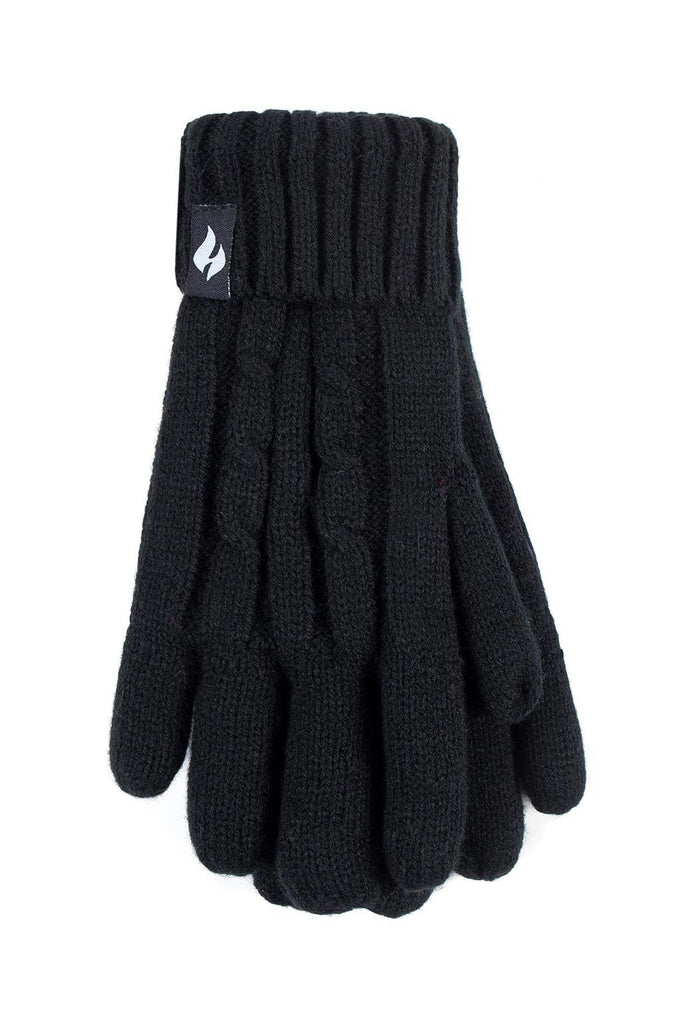 Heat Holders Womens Amelia Cable Knit Gloves Black / Small / Medium