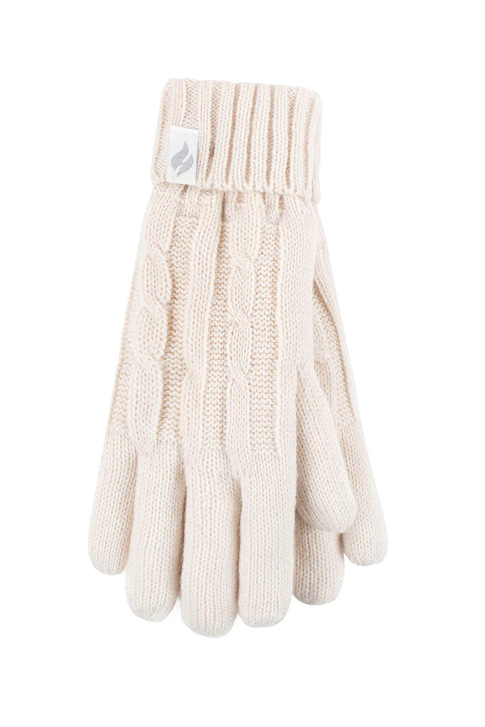 Heat Holders Womens Amelia Cable Knit Gloves Black / Small / Medium