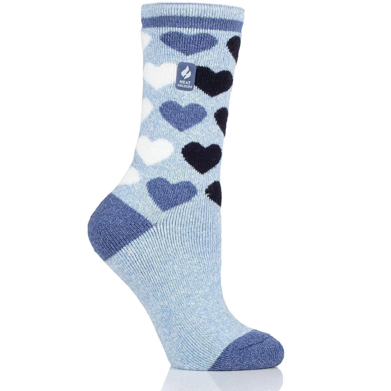 Heat Holders Womens Lite Jennifer Jacquard Heart Crew Sock Denim / US 5-9
