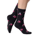 Heat Holders Womens Ultra Lite Bellis Floral Crew Sock Charcoal / US 5-10