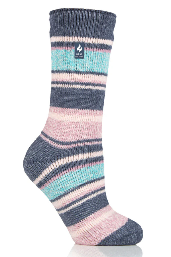 Heat Holders Womens Yasmine Multi Stripe Crew Sock Black Grey / US 5-9