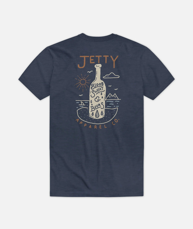 Jetty Blood Sweat & Beers Tee Navy / 2X-Large