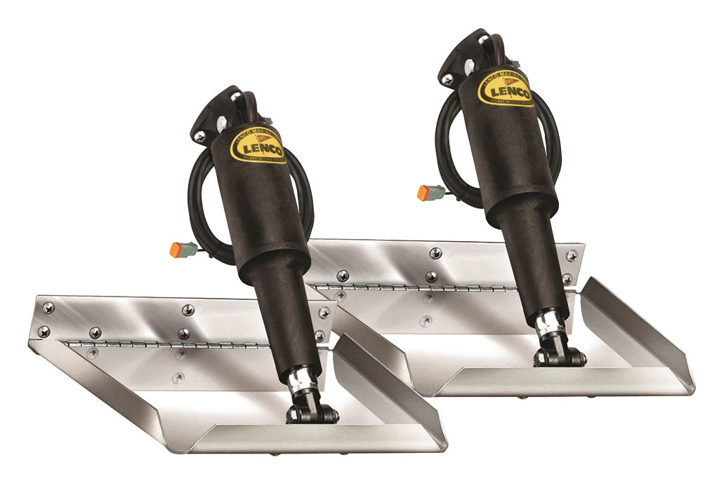 Lenco 12inx9in Edge Mount Trim Tab Kit 12v Electro Polished