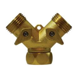 Brass Double Y Valve Swivel Inlet - 2 Shut-Off Brass Levers - FGHTxMGHT-MGHT