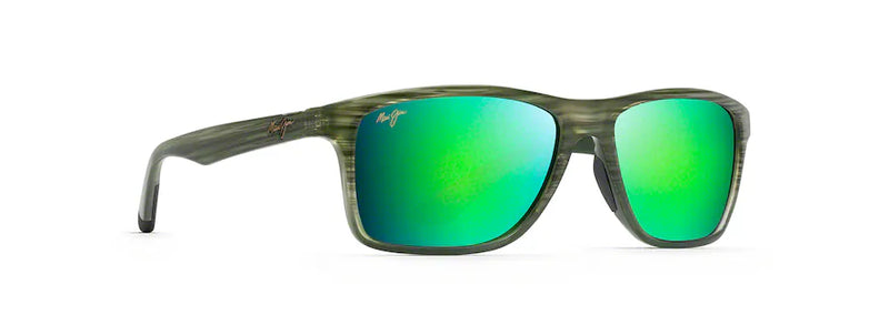 Maui Jim Onshort Sunglasses Olive Stripe Fade / Maui Green Lens