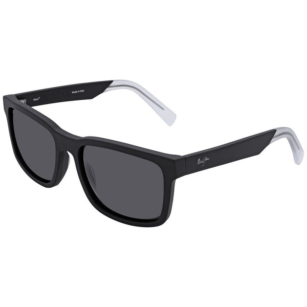 Maui Jim Stone Shack Sunglasses Matte Black with Crystal Tips / Neutral Grey Lens