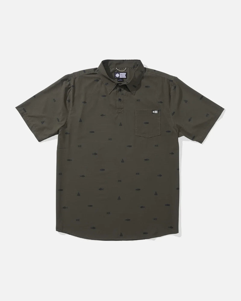 Salty Crew Mens Mayday Performance Short Sleeve Olive / Medium