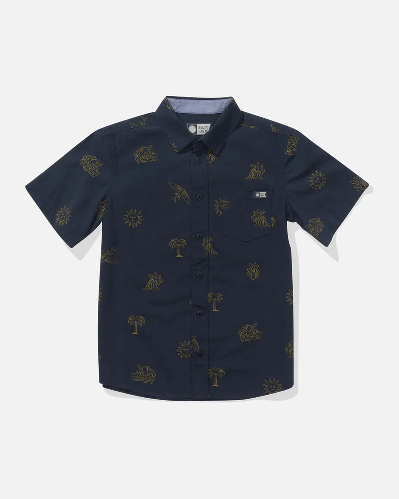 Salty Crew  Good Vibes Boys Short Sleeve Woven Navy / Small