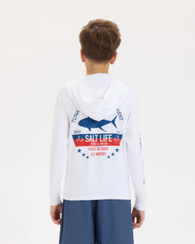 Salt Life - Tuna Tournament Youth LS Hood UVapor SLX White
