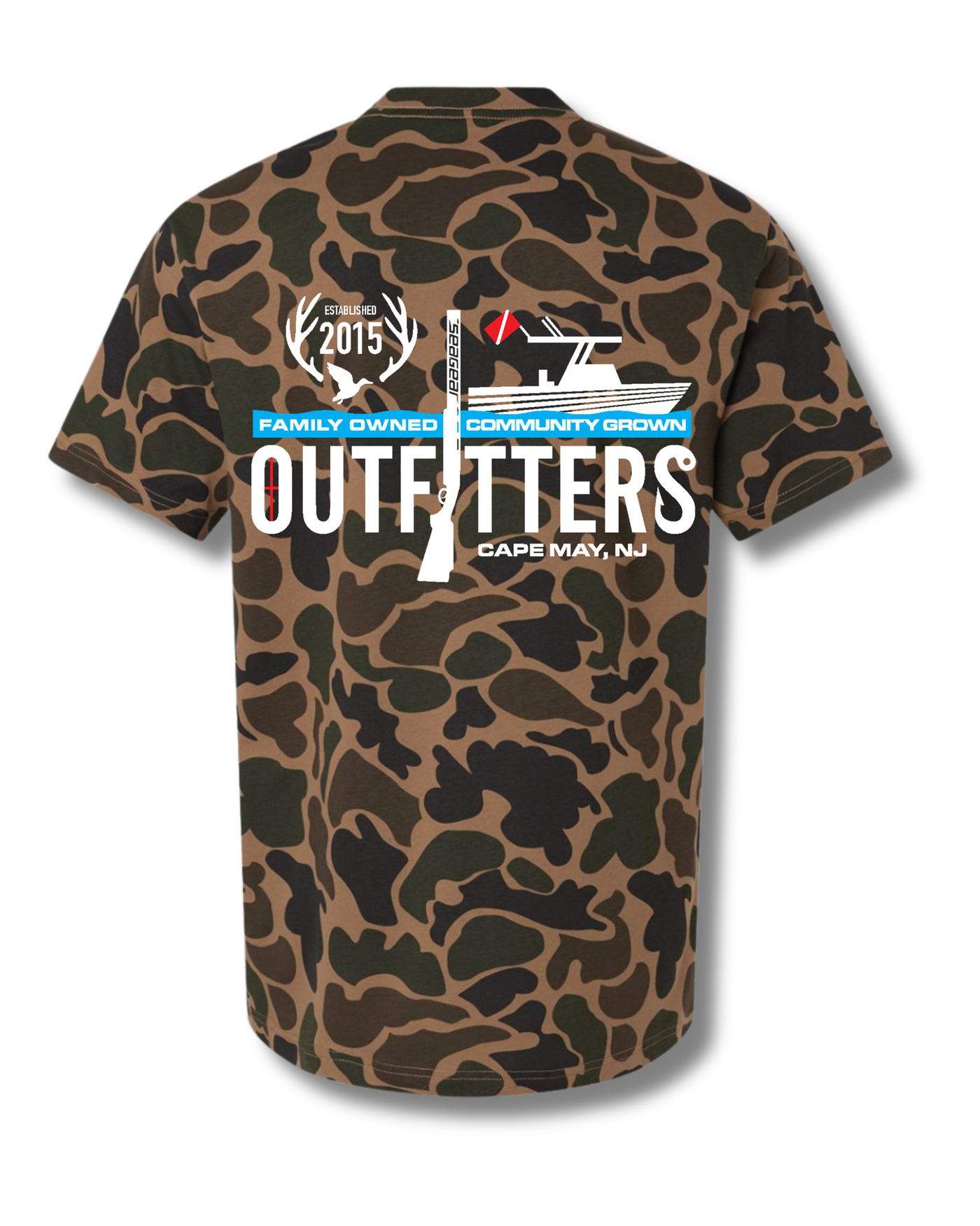 Sea Gear Apparel - Outfitters EST 2015 Logo Camo Short Sleeve T-Shirt