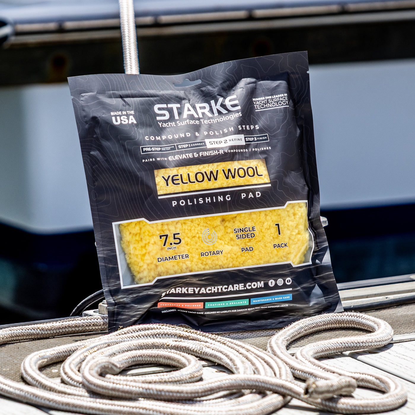 Starke Yacht Care Single Sided Step 2 Yellow Wool Polishing Pad