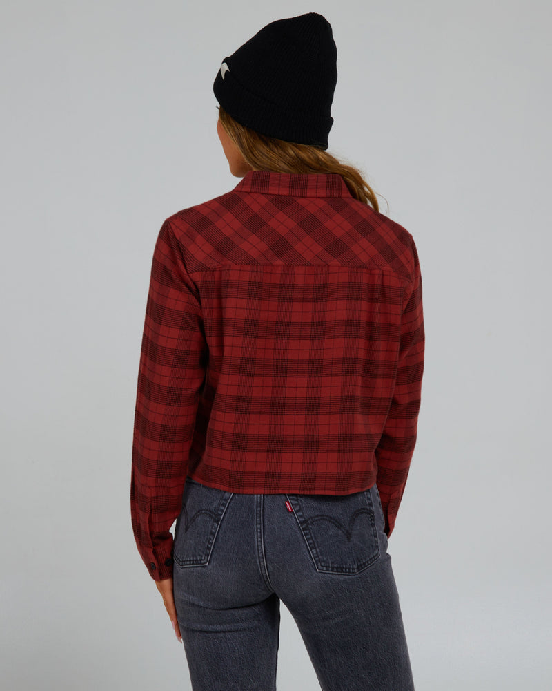 Salty Crew Stay Golden Crop Flannel