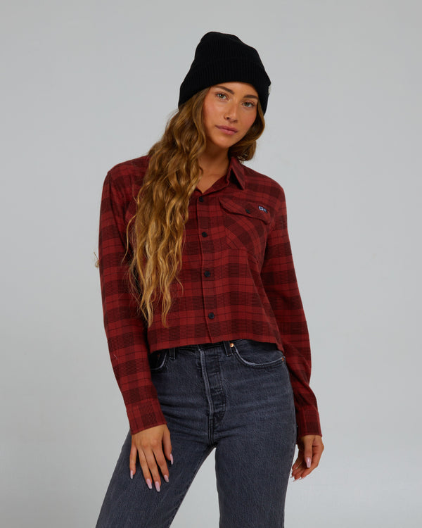 Salty Crew Stay Golden Crop Flannel