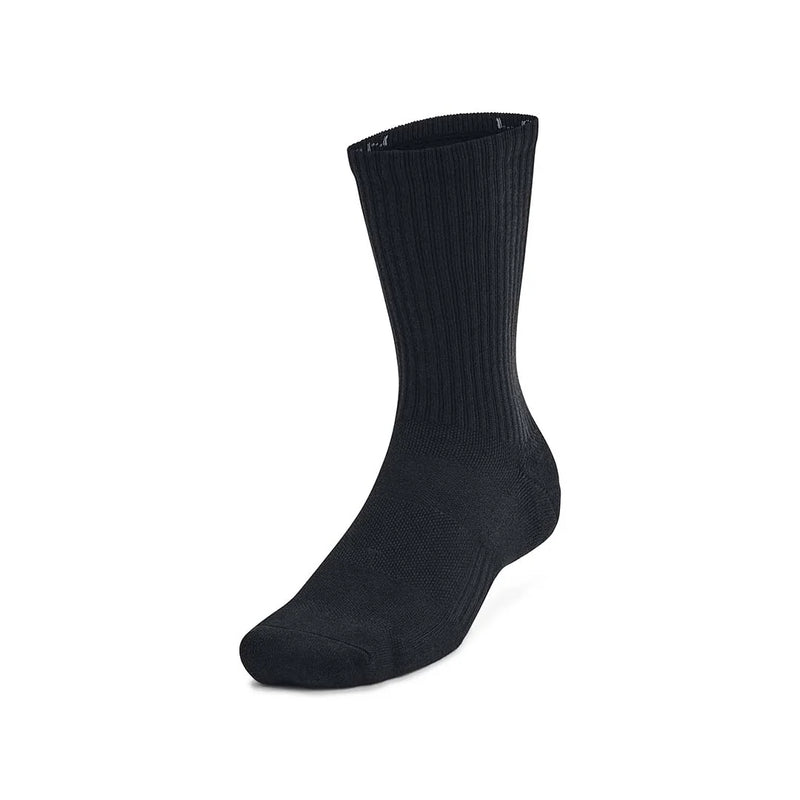 Under Armour Training Cotton 3-Pack Crew Sock Black / Large