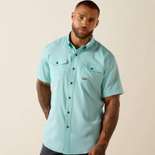 Ariat Men's Rebar Made Tough VentTEK DuraStretch SS Work Shirt Aqua Rail 10071541