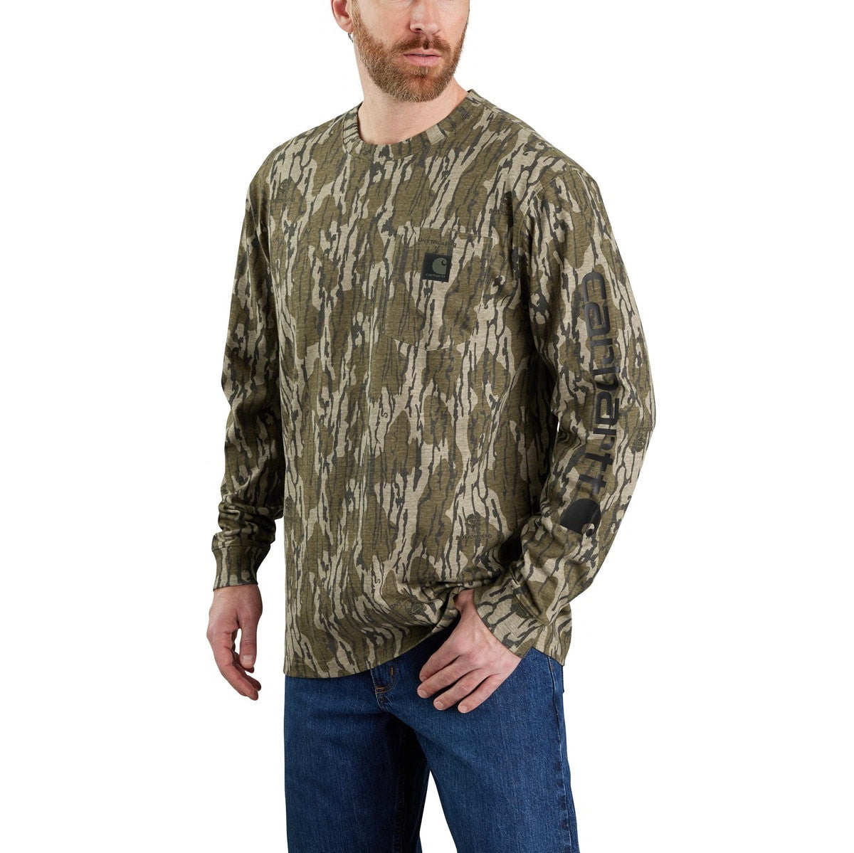 Carhartt - Loose Fit Heavyweight Long Sleeve Pocket Camo Logo Graphic Shirt