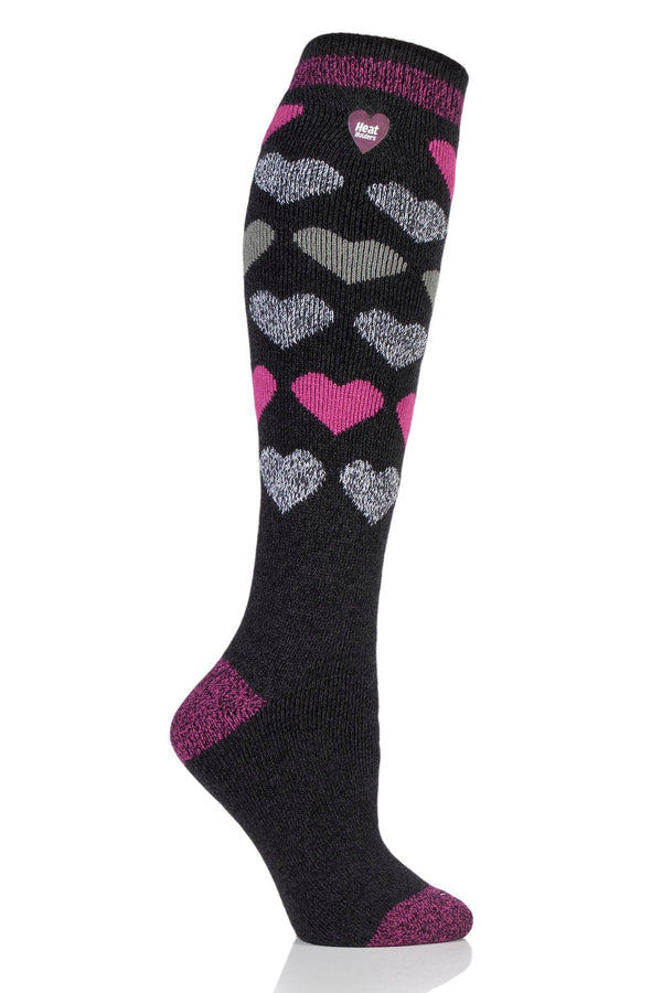 Heat Holders - Lite Womens Lite Laura Jacquard Hearts Long Sock