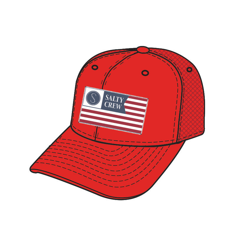 Salty Crew Freedom Flag Retro Trucker Hat - Red