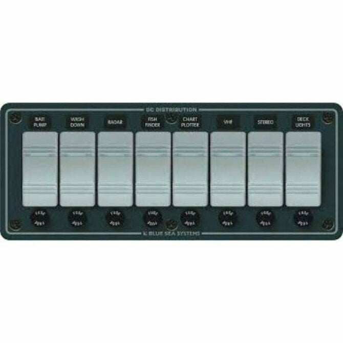 Blue Sea Contra Switvh Panel 8 Position Grey Horiziontal