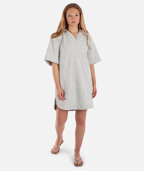 Jetty - Cornwall Jacquard Terry Dress — L / Fog