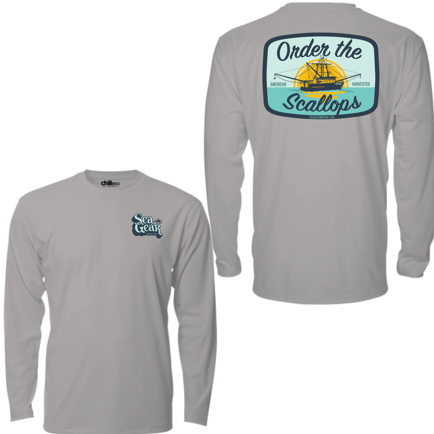 Sea Gear - Order The Scallops Sunshirt UltraCLub Men`s Cool + Dry Sport Performance Inte