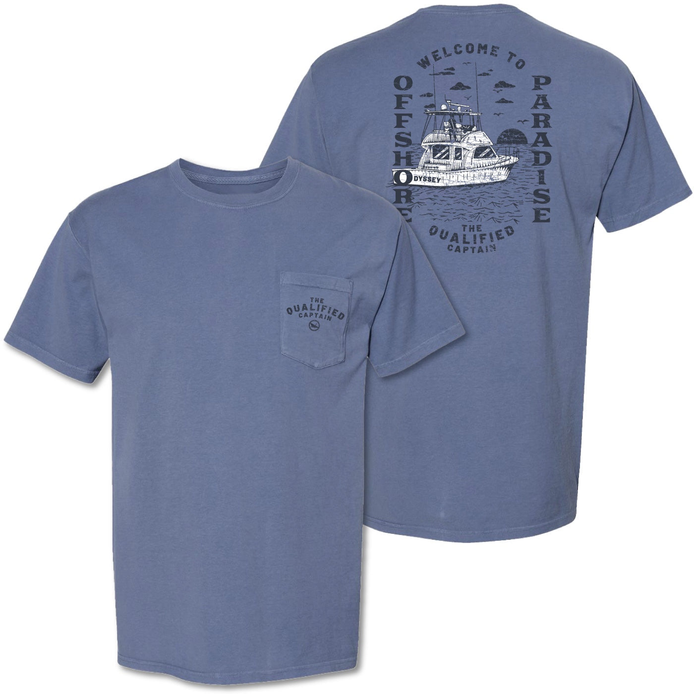 The Qualified Captain - Offshore Paradise Pocket Tee