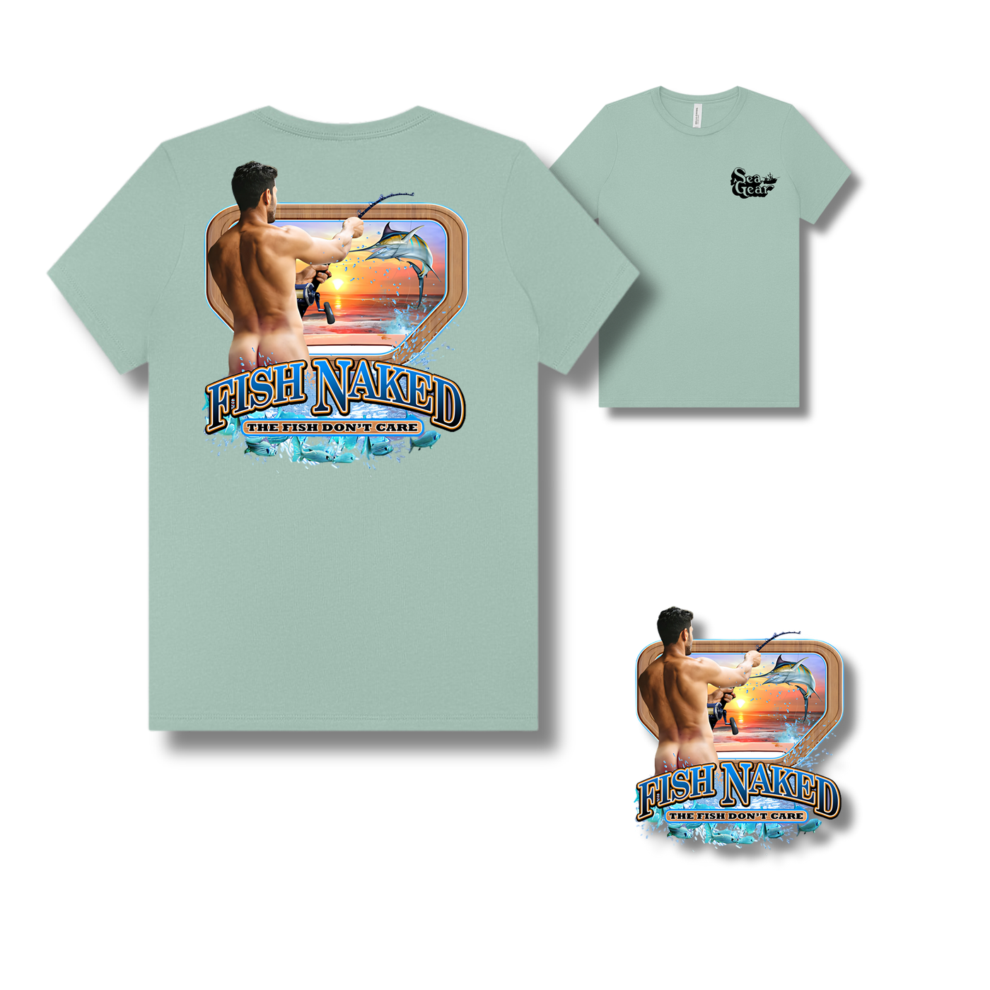 Sea Gear Apparel - Fish Naked Man Womens Relaxed Jersey Tee Short Sleeve