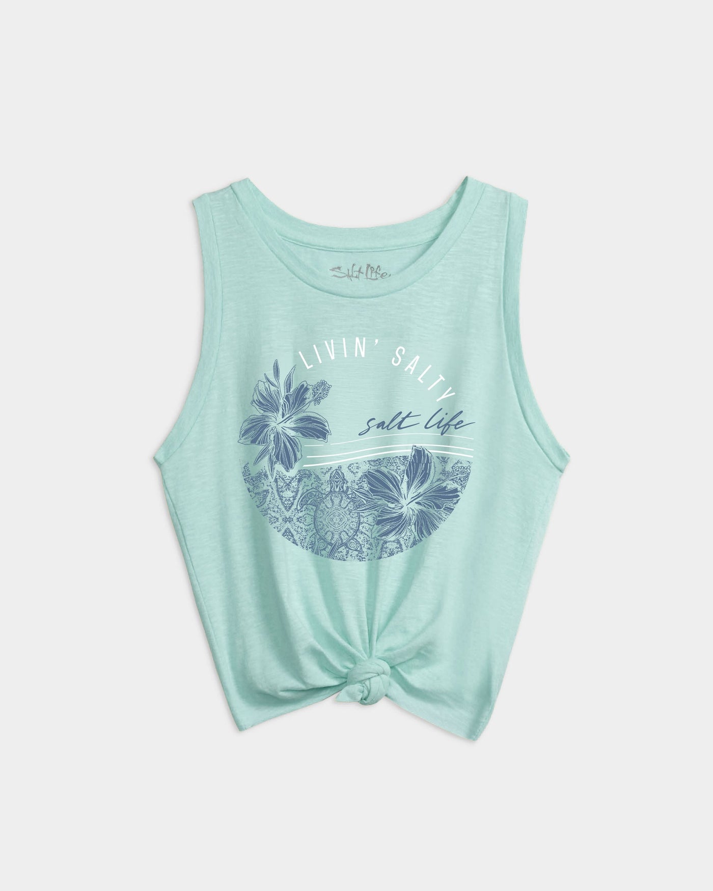 Salt Life - Tropical Bliss Tie Front Cotton Poly Slub Tank