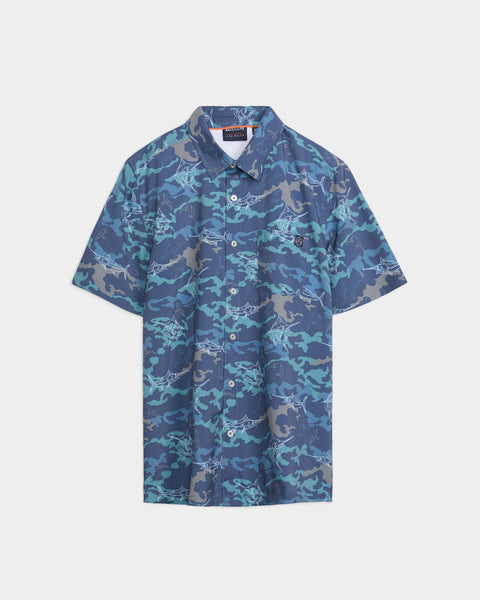 Salt Life - Frigate Stealth Slx Woven Ss Shirt — M / Vintage Indigo