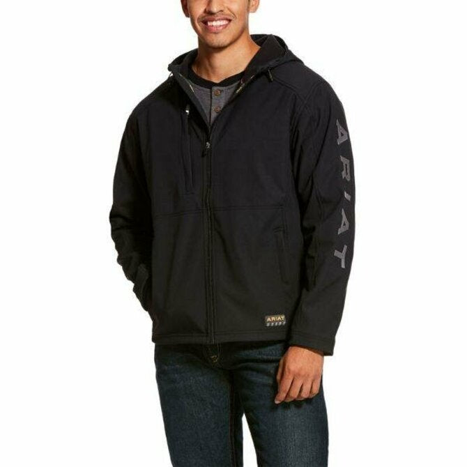 Ariat - Men`s Rebar Stretch Canvas Softshell Hooded Logo Jacket