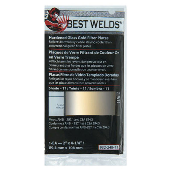 Best Welds - Hardened Glass Gold Filter Plate, 2" x 4-1/4"