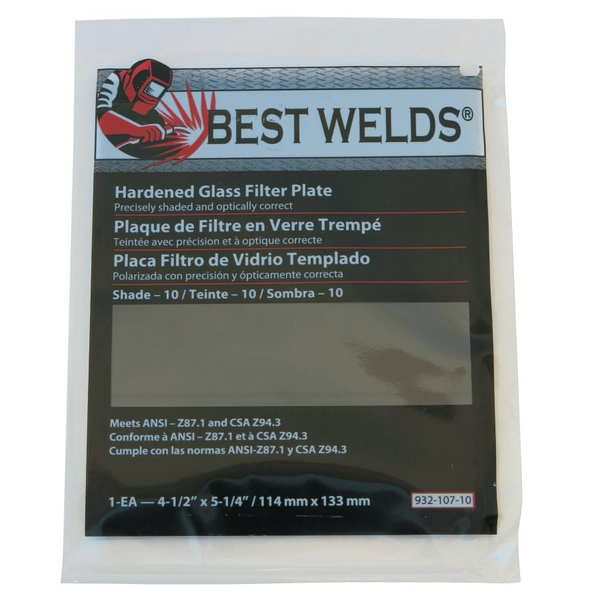 Best Welds - Glass filter Plate, Shade 10, 4-1/2" x 5-1/4", Green