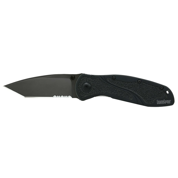 Kershaw - Blur Tanto Black Serrated Pocket Knife; 3.4 inch Cerakote Finish Blade