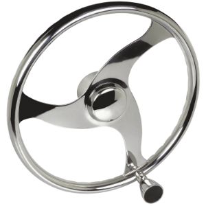 Sea Choice - 3 Spoke Stainless Steel Steering Wheel W/Knob 13-1/2"
