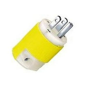 HUBBELL - Insulgrip Straight Blade Plug, 15A, 125V, 2P 3W Nylon Yellow