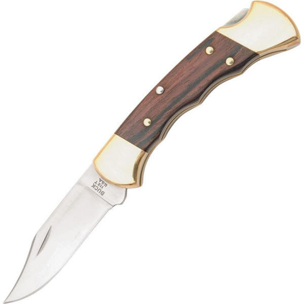 Buck - Ranger Finger Grooved Folding Hunter Style Lockback 3" Blade, Ebony Wood Handles, Brass Bolsters