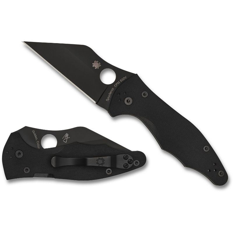 Spyderco - Yojimbo 2 Folding Knife 3.2" S30V Black DLC Plain Blade, Black G10 Handles