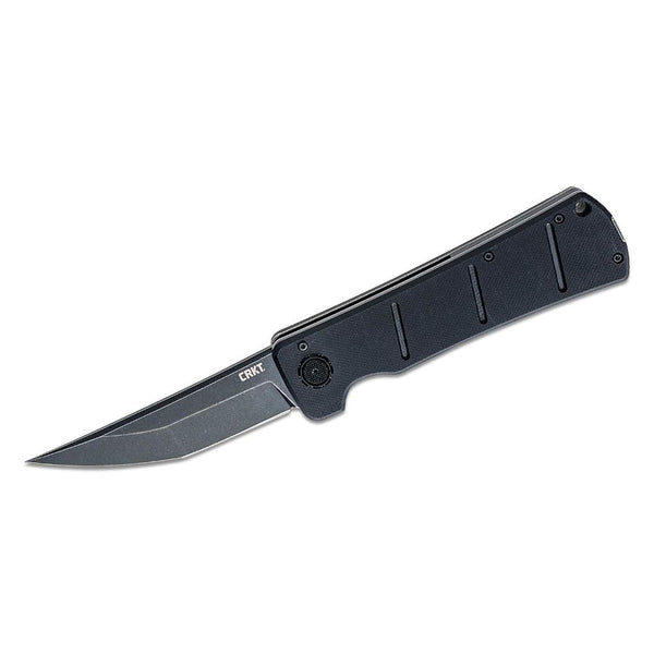 CRKT- Inazuma No Ken Assisted Deadbolt Flipper Knife 3.68" D2 Black Stonewashed Blade, Black Handles
