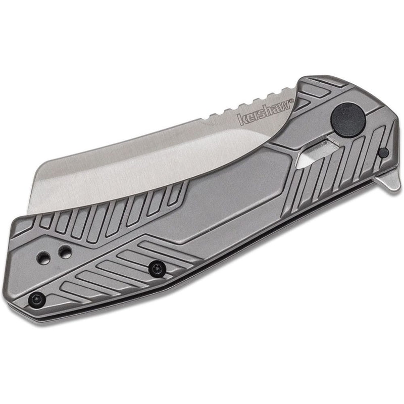 Kershaw - Static KVT Flipper Knife 2.8" Satin Cleaver Blade, Gray PVD Stainless Steel Handles