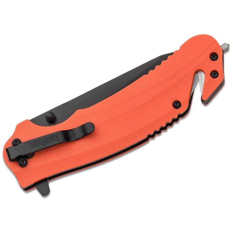Kershaw - Barricade Assisted Flipper 3.5" Black Clip Point Blade, Orange Handles