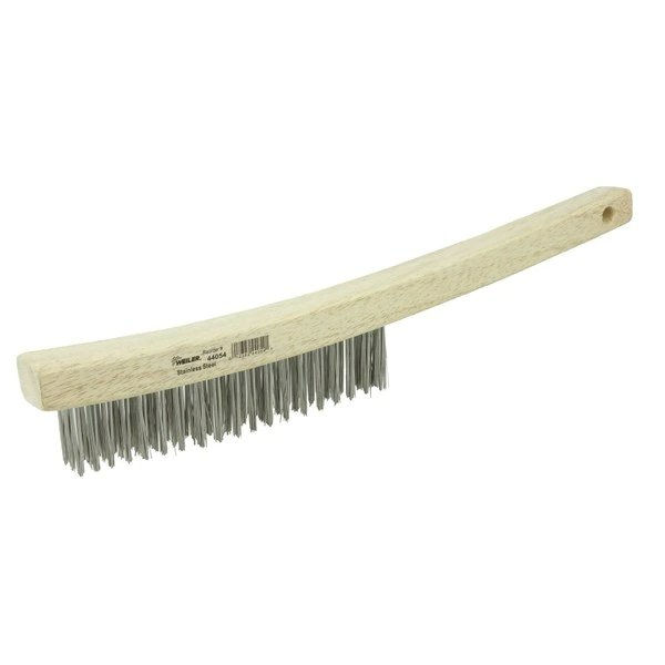 Weiler - Hand Wire Scratch Brush, .012 Fill, Curved Handle, 3 x 19 Rows