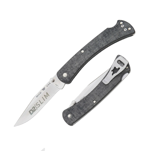 Buck - 110 Slim Hunter 3.8" Lockback Knife / Black Micarta / Satin D2